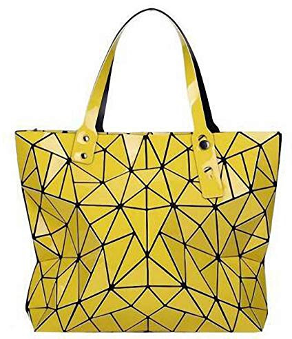 Ulalaza Handtasche mit geometrischem Gittermuster und Tragegriff für Damen, matte Tragetasche, Handtasche, geometrische Schultertasche
