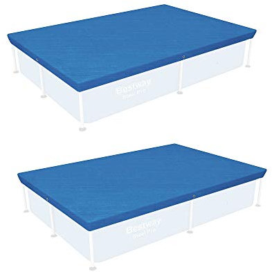 Bestway 7'4 x 60 Floating Rectangle Above Ground Swimming Pool Cover (2 Pack)