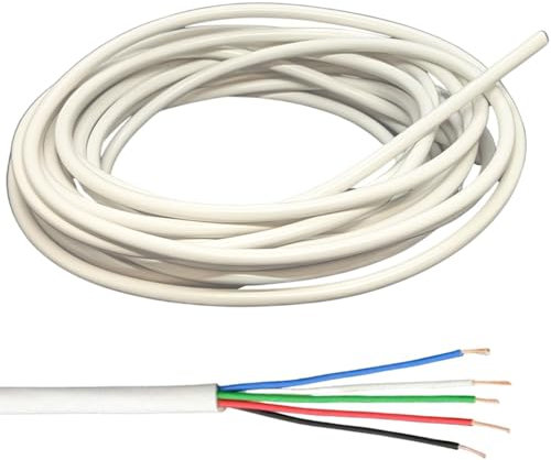 Lumonic 5x 0,34mm² LED Steuerleitung weiss 20m I ummanteltes 5 adriges Kabel flexibel I Geschirmtes Steuerkabel, LiYY Verlängerung, Stromkabel