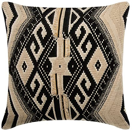 The HomeCentric Schwarz & Elfenbein 40 x 40 cm Kissenbezug Couch, Baumwolle Zusammenfassung gestickt marokkanisch Zeitgenosse - Moroccan Lounge