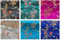 Textile Station Lot de 6 coupons de tissu en brocart Motif dragon chinois traditionnel et paon 25 x 25 cm