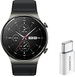 HUAWEI Watch GT 2 Pro - Smartwatch con display AMOLED da 1,39 e adattatore USB-C, fino a due settimane di batteria, nero, 46 mm