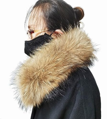 Adynice Schal Damen Fell Echtpelzkragen Damen Hut Kopfbedeckung Waschbär Pelzkragen Schal Hoodies Unisex7018