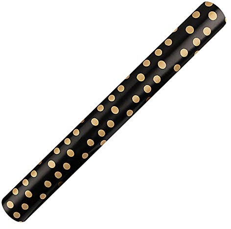 wojonifuiliy Geschenkpapier Weihnachten Kinder Rollen - Einseitiges Weihnachtsgeschenkpapier, Klassischer Weihnachts-Muster, 70 x 50 cm, Geschenkpapier Weihnachten Set Schwarz Gold Edel (B)