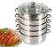 WindWilder 26cm / 28cm / 30cm Pentola per Cottura a Vapore in Acciaio Inossidabile a 5 Livelli Set Pentola per Cottura a Vapore per Alimenti con Coperchio in Vetro (28CM)