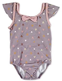 Sterntaler Badeanzug mit Herzchen Print - UV-Schutz 50+ Schwimmanzug mit Windeleinsatz bis Größe 86/92 - Badebekleidung für Mädchen mit Zierschleife