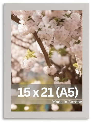 VictoR Bilderrahmen Klee 15x21 cm (A5) in grau - moderner schlichter Fotorahmen Holz 15x20 - Bilderrahmen 15x21 grau