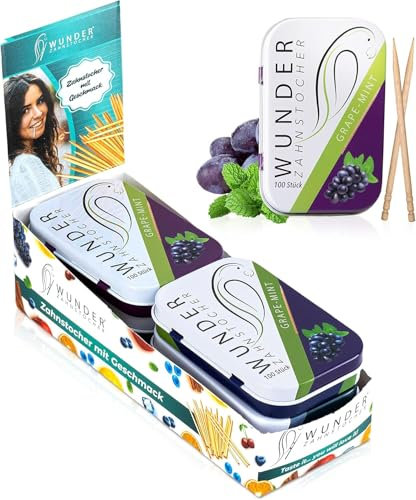 Wunder Palillo Display (pack de 6) - Palillos con sabor - Aliento fresco - Higiene bucal - Palillos sabrosos (uva-menta)