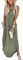 Cuptacc Sommerkleid Damen Lange Kleider mit Taschen Tshirt Kleid Baumwolle Freizeitkleid Marine Grün,Klein S34-36
