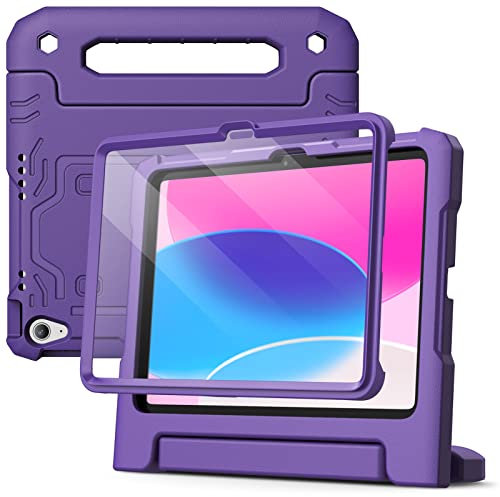 JETech Kids Case for iPad (A16) 11th/10th Generation (2025/2022) with Built-in Screen Protector, Shockproof Full-Body Handle Stand Tablet Protective Cover (Purple)