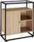 tectake Kommode mit Glasoberfläche, 70 x 38 x 80,5 cm, Beistellschrank im Industrie-Design, Holz Sideboard für Wohnzimmer Flur Küche, schwarzes Metallgestell (Industrial Holz hell, Eiche Sonoma)