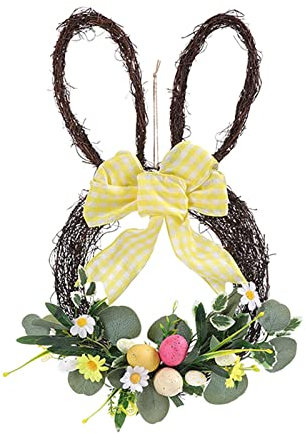 Ostern Kranz mit Hase Anhänger Frühling Deko 2022 Sonnenblume Runde Waben Anhänger Biene Festival Weben Seil Handwerk Balkon Home Hanging Decor Osterkranz Hasenohren Dekorationen Frühlingskranz