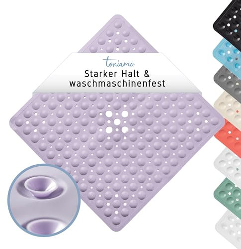 Toniamo Duschmatte rutschfest 53x53 cm | Antirutschmatte Dusche quadratisch | Rutschmatte Dusche antibakteriell & maschinenfest | Duscheinlage rutschfest BPA-frei | Lavendel