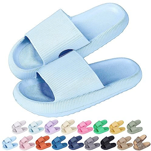 Hoomall Pantoufles Claquettes Femmes Hommes Ultra Doux Claquettes de Douche Antidérapante Confortable Chaussons Chaussures de Maison Piscine Plage Intérieur Slides Eté(Bleu pur,38/39 EU)