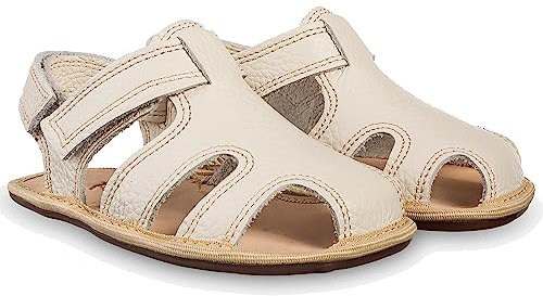 Magical Shoes Babyschuhe, Kinderhausschuhe Jungen, Barfußschuhe Kinder, weiche Lauflernschuhe, Krabbelschuhe, Sandalen mit Klettverschluss, Gr. 21, Beige, Janu