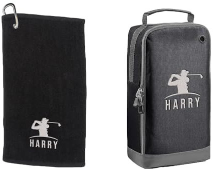 Varsany Personalised Golfer Towel and Shoe Bag – Embroidery and Clip 100% Ringspun Cotton Lawn Bowls Accessories - Dad Lawn Bowls Gift - Fathers Day Lawn Bowls Gift
