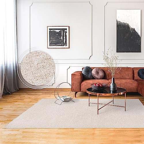 Paco Home Teppich Wohnzimmer Schlafzimmer Kurzflor Waschbar Bis 30 Grad Einfarbiges Design Meliertes Muster Weich Moderne Deko, Grösse:240x330 cm, Farbe:Creme