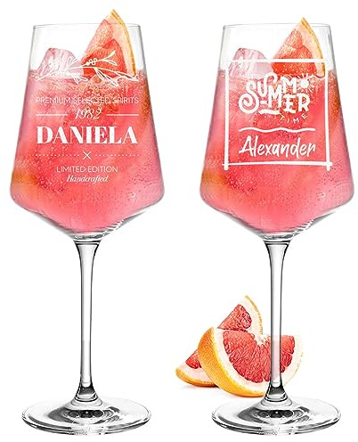 polar-effekt Leonardo Puccini Aperitif-Glas 2er-Set 560 ml mit Gravur - das Geschenk für Frauen zum Muttertag - mit Namen personalisiert - Made in Germany - für Liebhaber und Genießer