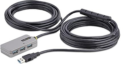 StarTech.com USB Extender Hub, 10m USB 3.0 Extension Cable w/ 4-Port USB-A Hub, Active/Bus Powered USB Repeater Cable, Optional 20W Power Supply Included, Level 2 ESD Protection (U01043-USB-EXTENDER)