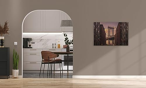 A.S. Création Leinwandbild New York Brooklyn Bridge - Kunstdruck braun orange - 90x60 cm Querformat - Moderne Wanddekoration Schlafzimmer Wohnzimmer Küche - Bild auf Keilrahmen