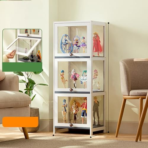 Acrylic Vitrinas para Colecciones Vitrina Cristal Expositora Metacrilato, Caja de Exhibición de Acrílico Transparente, Vitrina de Muñecas con Puerta para Figuras Coleccionables Perfumes 3/4 pisos