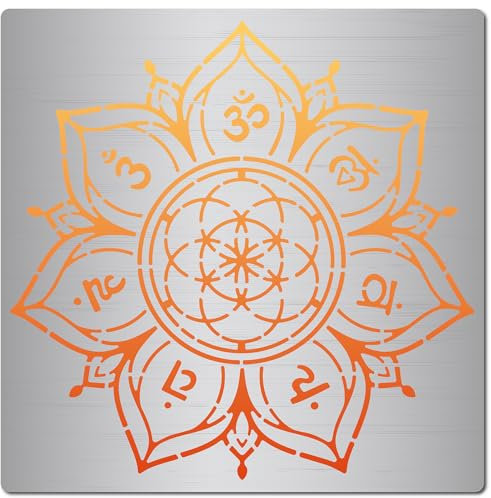 GORGECRAFT 16x16cm Metall-Chakra-Schablonen Mandala Yoga Om-Symbole Schablone Dekoration Drittes Auge Hals Herz Wiederverwendbare Vorlage Aus Edelstahl Für Meditation Krone Malerei Holz Wand Leinwand