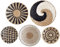 Decoración de cesta de pared 5 piezas Decoración boho Decoración de pared de dormitorio Cestas tejidas de ratán colgantes 7,9, 9,8, 11,8 pulgadas Decoración rústica de arte de pared Juego de bandejas