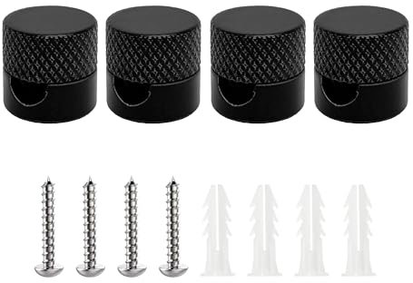 smartect Decentratore da Parete e Soffitto in Alluminio per Cavi [4 Pezzi, Ondulato, Nero] Gancio da soffitto con viti e tasselli, Supporto in superficie per il tuo progetto fai-da-te