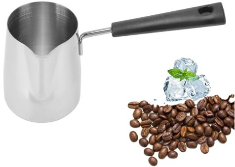 Leopacat Pichet Turc Inox 350Ml Manche Anti-Chaleur Mousseur à Lait Et Café | CafetièRe Polyvalente Pour Cuisine, Camping Et Maison, IdéAle Pour La RéAlisation De Latte Art