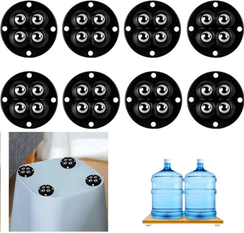 Uni-Fine 8 Stück Möbelrollen Klein (60KG), 360° Drehbare Ball Selbstklebende Möbelrollen, Universal Möbelrollen Mini Kugelrollen für Möbel Stoßdämpfung, Tragfähigkeit