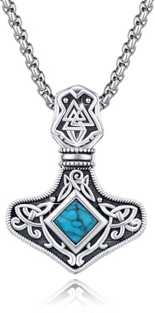 ECHOOY Symbol Protection Amulet Necklace Sterling Silver for Men | Ankh, Masonic, Arrow, Thor's Hammer, Snake, Pentagram and Prayer Hand Jewellery Gifts for Father's Day and Birthdays.