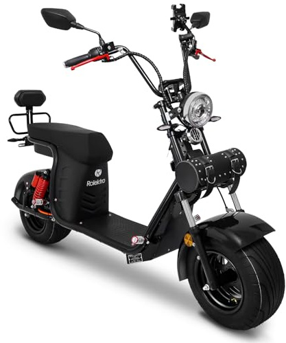 Rolektro E-Chopper 45 km/h Elektromoped - 3000W E-Mofa mit Li-Ion-Akku - 2-Sitzer E-Moped E-Cruiser mit Straßenzulassung