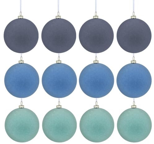Christbaumschmuck aus Samt, Weihnachtskugeln aus Samt | 12 Stück dekorative Ornamente | 2,36 Zoll Sortiment handgefertigt Weihnachtsbaumschmuck für die Babyparty