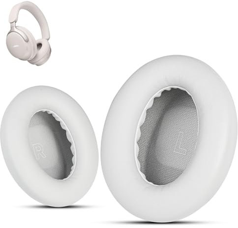 Professional Replacement Earpads for Bose QuietComfort Ultra, Ear Cushion for Bose Ultra QuietComfort Headphone, Softer Leather + High Density Cancelling Foam, by Krone Kalpasmos, White