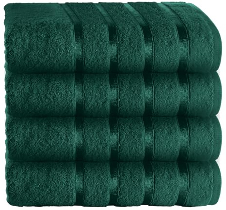 GC GAVENO CAVAILIA 500 GSM Bath Towels - Quick Dry Egyptian Cotton Towel Set - 4 Pk Highly Absorbent Towel For Bathroom - Washable Towels, Dark Green