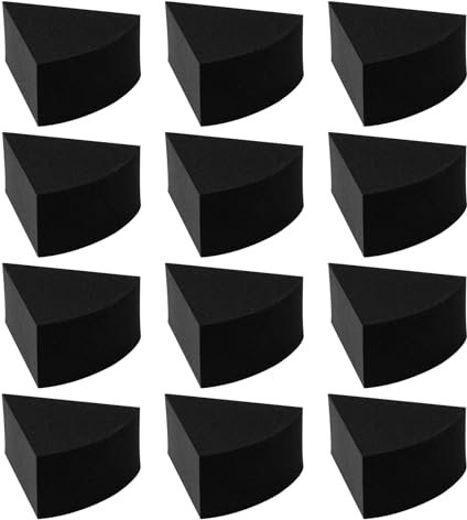 12Pcs Makeup Sponges, Face Paint Sponges Reusable Soft Sector Shape Foundation Sponge Beauty Blenders for Cream Concealer Makeup,Black