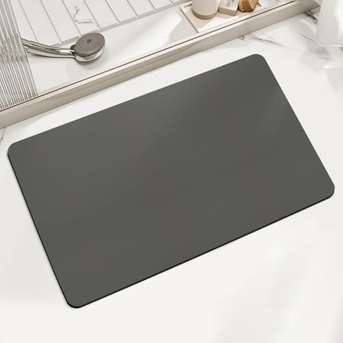LIMNUO Bathroom Mat Bath Mats Quick Dry Absorbent Rubber Backed Thin Bathroom Rugs Fit Under Door-Bath Mats for Floor Mat in Front of Sink (Dark Grey, 40X60cm)