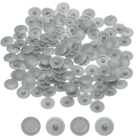 sourcing map 180Pcs Screw Caps Covers 12x3mm Plastic Screw Decoration Cover Self-Tapping Screw Cover Waterproof Caps for Phillips Cam Fitting Screw Head, Light Grey
