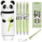 Beinup Trousse Ecole 2 en 1 en Silicone Souple, Trousse À Crayons Panda avec 4PCS Stylo Gel effaçable, Trousse À Crayons Animal en Silicone, Stylos Gel effaçables Panda, Cadeaux pour garçon et Fille