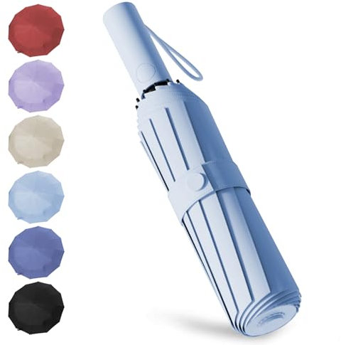 EEPLUYTY Regenschirm, Umbrella, Umbrella Windproof Travel Umbrellas For Rain, Regenschirm Sturmfest Travel Schirm (Himmelblau)