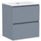 Baikal Mueble de Baño Klay. Mueble MONTADO. 2 Cajones Suspendido con Lavabo. Armario de Baño. Lavabo Ceramico. 60cm Azul.