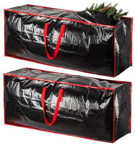Packung mit 2 extra großen Weihnachtsbaum-Aufbewahrungstaschen, passend für künstliche Bäume bis zu 2 m hoch, starke verstärkte Griffe und doppelte Reißverschlüsse, schützt vor