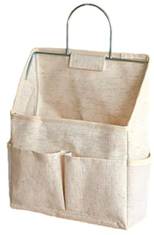 Agmoctz Hanging Storage Bag on Dormitory Wall Wall Door Wardrobe Desktop Fabric Bag CD Magazine Organization Basket,Cotton Linen