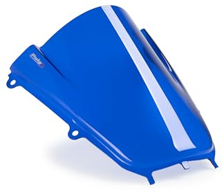 Puig 22284A Z-Racing Windscreen; aerodynamic design with double height; improves rider protection; made of high-impact acrylic; TÜV approved; easy installation, Blue