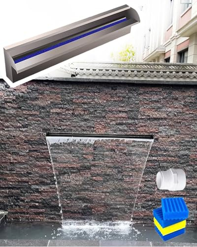 Oracra Cascade Piscine Kit de Déversoir Robuste pour Bassin, Cascade et Coton Filtrant, Trop-Plein Monobloc pour Jeux d'eau Extérieurs, Fontaines à Lames pour Piscine(31.5in(80cm))