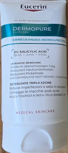Eucerin DermoPure Clinical Erneuerndes Reinigungsgel 150 ml, exfolierende Körper- und Gesichtsreinigung mit Salicylsäure & AHA/PHA, reduziert Hautunreinheiten