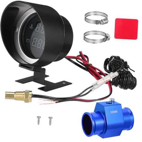 Cabilock Manometro Temperatura Acqua Auto Digitale con Display Led, Compatibile con 12-24v, Design Compatto, per Veicoli e Camion DIY