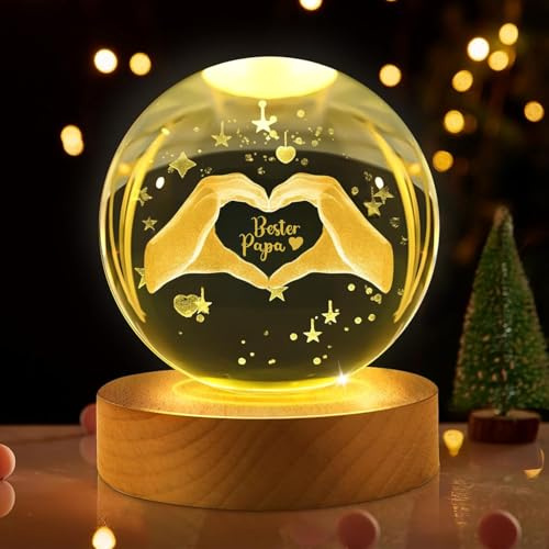 Papa Geschenk, 80mm 3D Glas Kristall Vater Geschenk Geschenke Vatertagsgeschenk Papa Geschenke für Väter