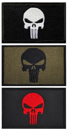 3 Stücke Patches Klett, Klett Patch Punisher Airsoft Patchklett für Rucksäcke, Punisher Airsoft Patchklett für Rucksäcke Militär, Militär Patches Aufkleber Abzeichen Klettbänder