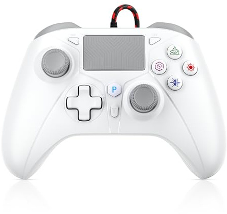 GGiking Wired Controller für PS5/Pro/Slim/PS4/PC, Kabelgebundener Gamepad mit Macro, Dual Vibration, 6-Axis Sensor, Touchpad, 3,5mm Audio & Turbo-Funktion